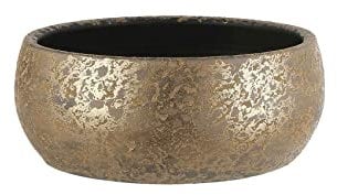 Mica Decorations Deko Schale Clemente rund gold - H 15 x D 37 cm - Blumenschale handgemacht