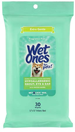 Wet Ones for Pets Extra Gentle Dog Wipes with Witch Hazel for Snout, Eye, Ear - Fragrance-Free Wipes for Dogs with Wet Lock Seal, 30 Count