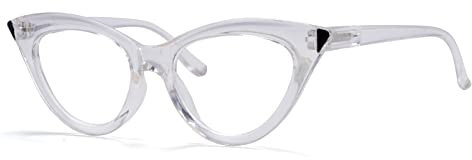 Eyekepper Modische Lesebrille für Damen Katzenauge Moley Lesehilfe mit Große Quadratische Gläsern und Federscharniere - Transparent + 2.00