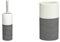 Sealskin Doppio - Escobillero, 10.1 X 10.1 X 38.3 Cm, Porcelana, Blanco/Gris + Vaso para Cepillo De Dientes Doppio, 6.9 X 6.9 X 12.6 Cm, Porcelana, Gris