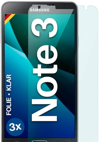 moex für Samsung Galaxy Note 3 Schutzfolie Displayschutz Folie Ultra-klar HD 0,2 mm kompatibel mit jeder Hülle, Anbringen ohne Blasen, Handyfolie Extra Kratzfest, FlexProtect 3 Stück