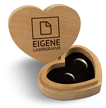 Hochzeit Ringbox Herz Ringkissen Ringschachtel individuell 10 x 8,5 cm Garapa Holz - Eigene Gravurdatei hochladen