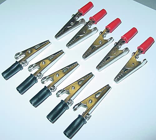 10 Stück Krokodilklemmen, Bananenstecker, Krokoklemme, gemischt, schwarz/rot D59