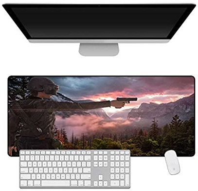 KJXNED Tapis de Souris XXL - 900x400 mm - Guerrier De Jeu Mouse Pad - Haute Précision et Vitesse - Base en Caoutchouc Antidérapant Surface - pour Gamer PC et Ordinateur Portable