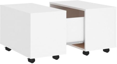 vidaXL Couchtisch Ausziehbar Beistelltisch Wohnzimmertisch Kaffeetisch Sofatisch Teetisch Tisch Wohnzimmer Weiß 60x60x38cm Holzwerkstoff