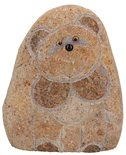 AB Tools Small Teddy Bear River Rock Hand Carved Stone Decoration House Garden Yard