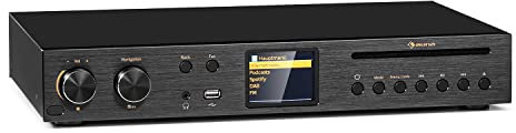 AUNA Star CD - Receptor AV, Receptores AV y amplificadores, Receptor HiFi Amplificador, Audio Bluetooth, Internet/Dab+/FM Radio, Amplificador, Receptor, Reproductor de CD, Negro