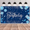 GRESATEK Blau Silber Happy Birthday Banner, Blau Geburtstag Banner Party Deko, Extra Großes Banner Drinnen und Draußen Poster Geburtstagsdeko Hintergrund