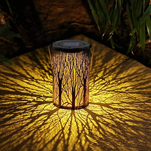 Solar Laterne für Außen, ZVO LED Garten Deko Solarlaterne Aussen, Solarlampe für Draußen Hängend Wasserdicht, Outdoor Dekorativ Vintage Metall Gartenlaterne für Terrasse Balkon Ramadan Deko