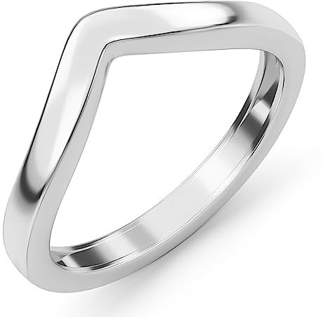 TJC Silver Wishbone Ring for Women, 2mm Thick Band Ring with Platinum Plating, Ladies Silver Rings, Promise Rings for Women - Sizes R