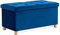 BRIAN & DANY Sitzbank mit Stauraum, Faltbarer Sitztruhe mit Beinen und Deckel, Sitzhocker Samt Aufbewahrungsbox für Wohnzimmer Schlafzimmer Flur, 76 x 38 x 38 cm, Blau