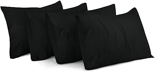 Utopia Bedding - Kissenbezug 40x80 4er Set - Kopfkissenbezug 40 x 80aus 100% gebürsteter Mikrofaser mit Umschlagverschluss - Falten-, verblassen- und schmutzabweisende Kissenbezüge 40x80- Schwarz