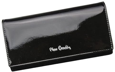 Pierre Cardin Portefeuille pour Femme 100% Cuir Naturel avec Finition Brillante 17,5 x 9,5 x 3,3 cm Peut contenir jusqu'à 10 Cartes 21 Compartiments à Billets 2 Poches à Monnaie Couleur Noire