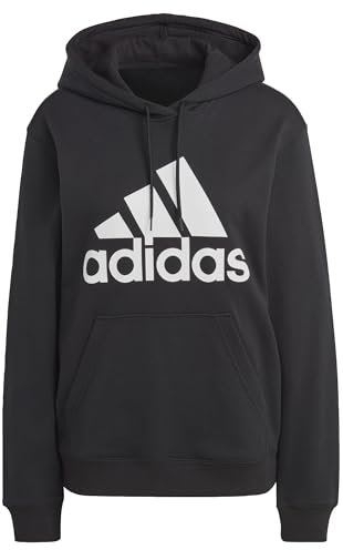 adidas Donna Essentials Big Logo Regular French Terry Hoodie, Black/White, XS