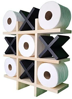 Tic Tac Toe Toilettenpapierhalter (Natur mit schwarzen Xs)