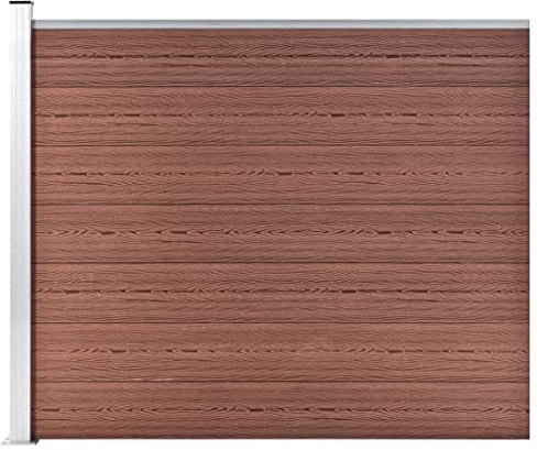 KOIECETA Zaunelement Set mit Pfosten Sichtschutz Windschutz Zaun Gartenzaun Lamellenzaun Sichtschutzzaun Windschutzzaun WPC (175x146cm, Braun), V14898