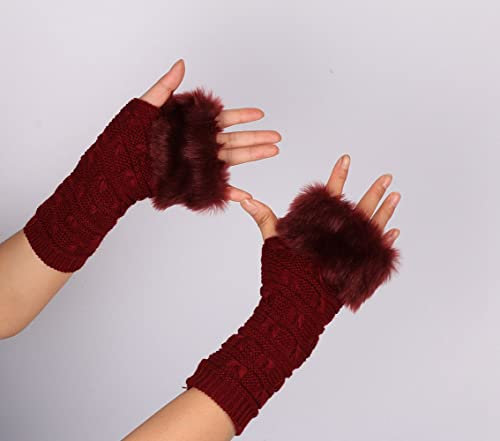 1 Paar Fingerlose Handschuhe Kunstpelz Kunstfell Armstulpen Faux Pelz Armstulpen Fell Manschetten Stricken Armlinge Ärmel Armwärmer Winter Armstulpen Pulswärmer