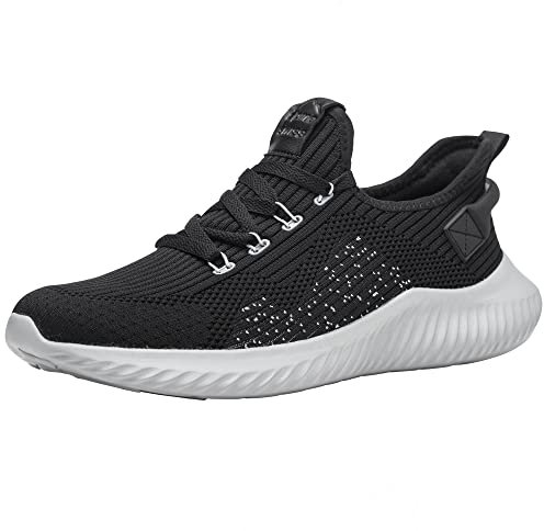 Alpine Swiss Ryan Herren-Tennisschuhe, leicht, gestrickt, modisch, Schwarz, 46 EU