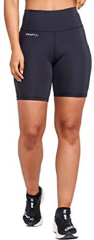 Craft ADV Essence Short Tights 2 | Kurze Sporthose Damen L | Black | Radlerhose Damen mit extra breitem Bund mit Kordelzug | Recycelter Polyester | 2 große Taschen | Kleine Schlüsseltasche
