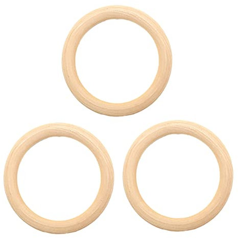 10 Stück 65 mm im Durchmesser Holzringe zum Basteln Baby Kinderkrankheiten Ring Wood Teether Zahnen Ringe für Babys Kinderpflege,Natürliche Runde Holzkreise Makramee Holzring Hölzern Kunsthandwerk,