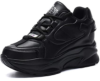 MIXSEN Scarpe da Ginnastica con Zeppa Interna da Donna Sneakers Alte con Zeppa Leggere Casual Plateau Alta 8 CM(Nero,39)