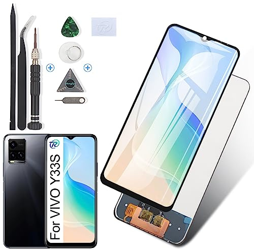 RongZy Pantalla para Vivo Y33S 2021 V2109 Táctil LCD de Repuesto Ensamblaje Digitalizador Reemplazo para Vivo Y33S 2021 V2109 con Herramientas de Reparación(Negro)