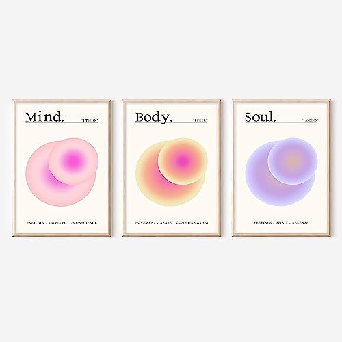 Enthusiasm Body Mind Soul Print Bunte Abstrakte Aura-Poster Energie Spirituelles Bild Bunt Farbverlauf Aura Kunstwerk Minimalistische Poster für Zimmer (A, 30 x 40 cm)