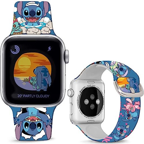 Leotop Compatibile con Apple Watch Band Stitch Holiday Paty 42 mm 44 mm 45 mm/iWatch Ultra 49 mm Soft Silicone Magic Fancy Cinturino compatibile con iWatch SE/SE 2 Serie 9 8 7 6 5 4 3 2 1 Bambini