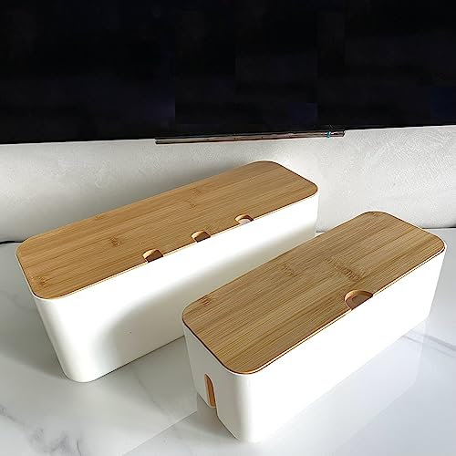 Kabelmanagement-Box, Kabel-Organizer-Box, verstecken und verbergen Sie Steckdosenleisten und elektrische Kabel von Fernsehern, Computern und Schreibtischen (Weiß, 2 Stück)