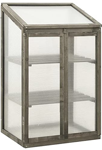 Homgoday Serra 60x45x100 cm in Legno di Abete, Serra da Giardino, Serra Orto, Serra da Balcone Patio, Serra per Orto, Serra per Piante