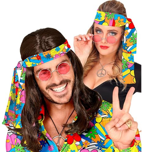 W WIDMANN MILANO Party Fashion - 60er und 70er Jahre Stirnband, Haarband, Hippie, Flower Power, Accessoire, Karneval