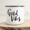 Huuraa Emaille Tasse Good Vibes Schriftzug Geschenk 300ml Vintage Good Vibes Geschenkidee