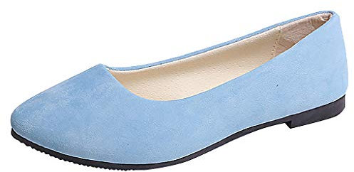 Flat Shoes for Women Slip On Comfortable Walking Ballerina Shoes Ladies Cute Ballet Flats Pumps Low Wedge Dolly Shoes Blue, 6 UK