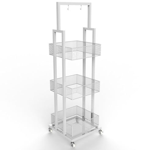 gemüseregal Supermarkt-Regale 3 Tier Supermarkt Regal Display Rack, Stapelbar Snack Storage Organizer Cart Mit Rädern & Haken Für Medicinal/popup Shop Department Stores Retail House, Halten Snacks Get