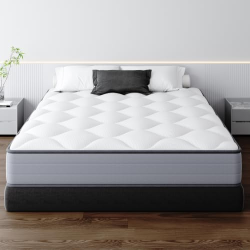 TEENO Matelas 160x200cm Ressorts Ensaches, Matelas à mémoire de Forme | Ressorts Matelas Ergonomique,Respirant,Hypoallergénique,Confort Ultra Moelleux,Soutien à Haut Rebond,160 x 200 x 20cm