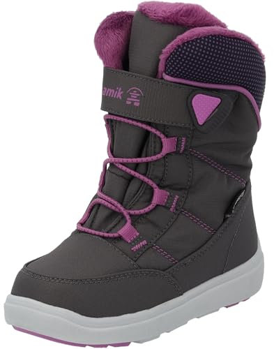 Kamik Southpole4 Kinder Schneestiefel Stance - Wasserdichte Winterstiefel Warm gefüttert - Jungen und Mädchen Stiefel - Perfekt für den Kinderfuß Grau (Charcoal/orchid) EU32