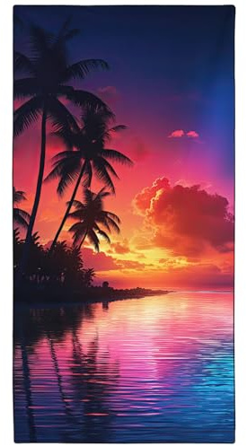 YISUMEI Mikrofaser Strandtuch XXL, Strandhandtuch Leicht Strandtücher Schnelltrocknend, Meeresufer Kokosnuss Baum, 180 x 90 cm