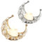 2 Stück Mond Kerzenhalter Kristall Teelichthalter Laterne Kerzenhalter Metall Eisen Hollowed Teelicht Kerzenhalter für Abendessen Tabelle Hochzeit Party Centerpiece Dekor Golden + Silber