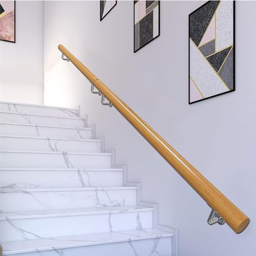 30–450cm Handläufe für Treppen, Treppengeländer aus Holz, Innen- Außenbereich Treppenhandlauf, Wand, rutschfester Haltegriff, Geländer, abgerundetes Rohr Geländerschienen Sicherheitsgriff Stützstangen