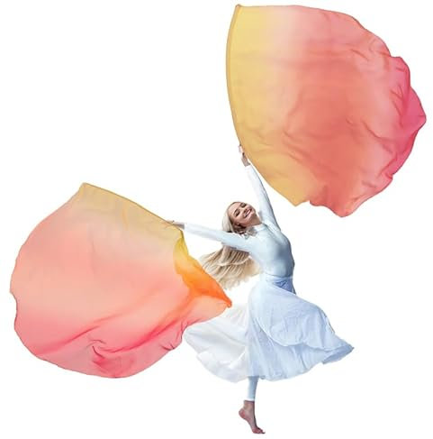 Baisdan Drapeaux de culte ailes d'ange, louange et culte pour culte prophétique, danse chrétienne (jaune, orange, rouge drapeau) tiges flexibles 140 x 140 cm