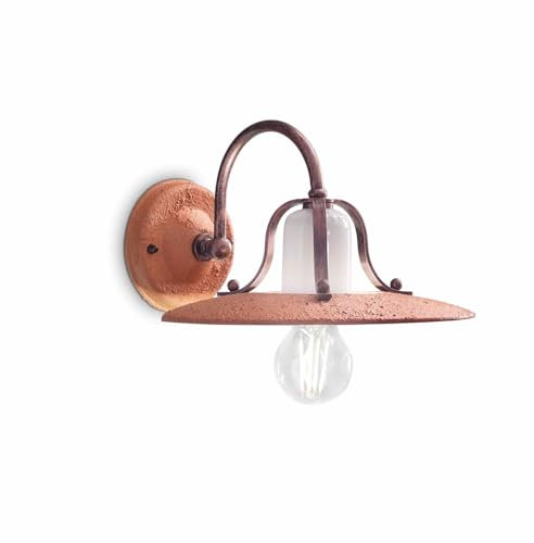 Licht-Erlebnisse Wandlampe Keramik Metall in Rost Optik B: 24 cm klein Handarbeit E27 Vintage Design Keramikleuchte Wandleuchte Küche STEFANO