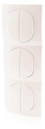 Intratec 3-fach-Rahmen Nobilis Set vertikal Weiß 80x222mm & 3x Serienschalter 2 Wippen ABS 10AX 250V Ø 60mm