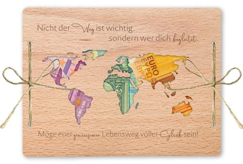 Sugeru®Geldgeschenk Hochzeit | Hochzeitsgeschenke für Brautpaar | Hochzeitskarte Geldgeschenk aus Holz | Geldgeschenke Verpackung | Hochzeitsgeschenke für Brautpaar Geld | Weltkarte