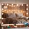 Puselo Specchio da trucco con illuminazione, specchio da tavolo con 14 luci LED dimmerabili, 3 temperature di colore, 50 x 40 cm, specchio cosmetico con controllo touch e porta USB, per tavolo e