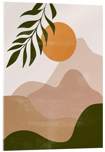 Posterlounge Sonnenuntergang in den Bergen Acrylglasbild von Olga Telnova 13 x 18 cm Beige Wandbilder Wanddeko