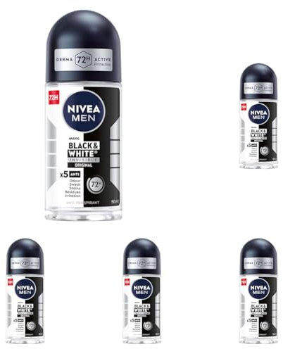 NIVEA MEN Black&White 48 H Invisible Original Antitranspirant im Ball für Männer 50 ml (Packung mit 5)