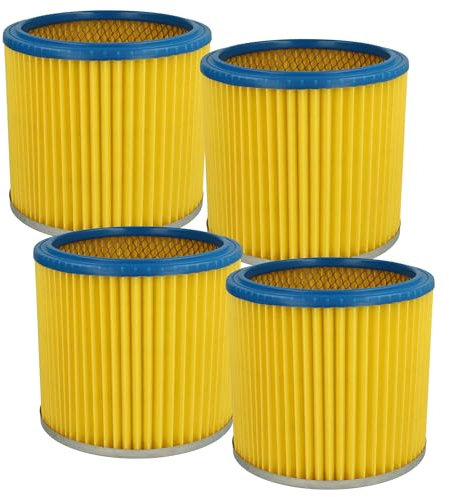 vhbw 4x Filtro plisado compatible con Parkside PNTS 30/9(E/S), 35/5(E/S), 30/9 E aspiradora - azul amarillo