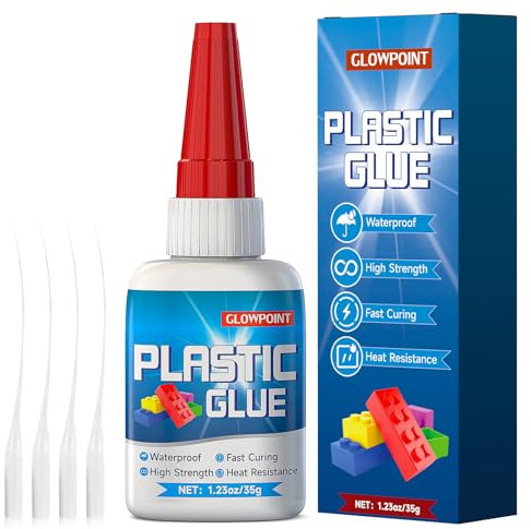 GLOWPOINT Plastic Glue, 35g Ultra-Strong, Clear Adhesive for Plastic Repair, Models, PVC, ABS, Acrylic, 3D Printing, and DIY Crafts