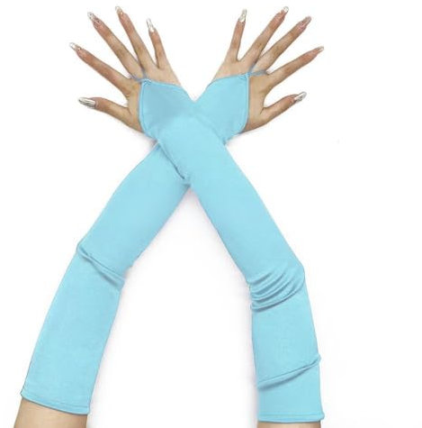 Whakano 1 Paar 50 cm Lange Elegant Satin Handschuhe,Damen Classic Abendhandschuhe Opernhandschuhe Ball Fingerlose Handschuhe,Ellenbogen handschuhe,für Gala,Oper,Brautparty,Hochzeit,Hellblau