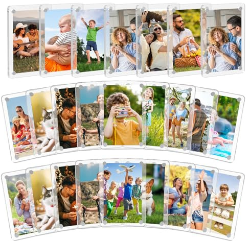 SAMYUCHO 25 Packs Magnetic Picture Frame for Refrigerator, 2.36 x 3.54 Inch